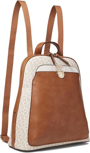 Calvin Klein Lillian Signature Backpack Brown/Khaki/Black/White One Size in Saudi Arabia