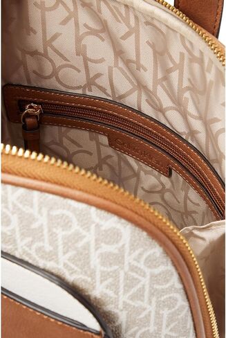 Calvin Klein Lillian Signature Backpack Brown/Khaki/Black/White One Size in Saudi Arabia
