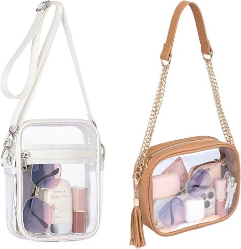 PACKISM محفظة بيضاء شفافة وحقيبة كروس شفافة باللون البني، مبيعات الحزمة in Kuwait