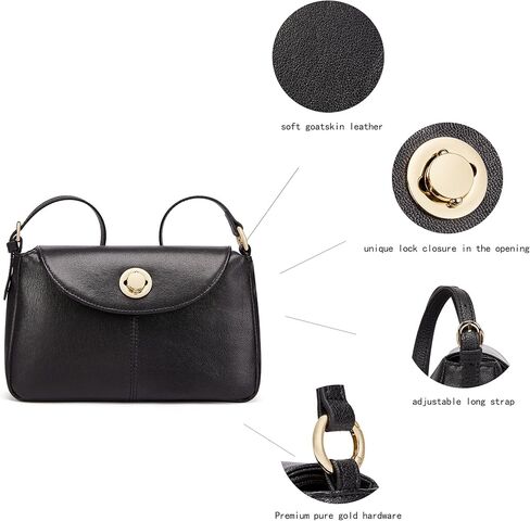 حقائب كتف جلدية صغيرة للنساء محفظة سفر فاخرة من جلد الماعز مع شريطين قابلين للتعديل in Kuwait