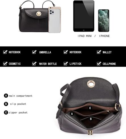 حقائب كتف جلدية صغيرة للنساء محفظة سفر فاخرة من جلد الماعز مع شريطين قابلين للتعديل in Kuwait