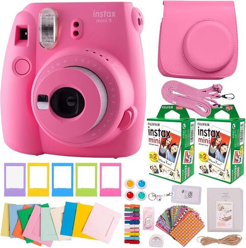 حزمة كاميرا Fujifilm Instax Mini 9 القيمة للفتيات والأطفال لالتقاط الصور وطباعتها. يشتمل على فيلم فوجي الفوري (40 ورقة)، وحقيبة ممتازة، وعدسة، ومرشحات، وألبوم لطيف، وSt (وردي فلامينجو) in Saudi Arabia