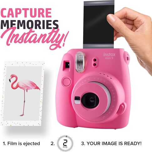 Fujifilm Instax Mini 9 Camera Value Bundle for Girls & Kids to Take & Print Pictures. Includes Fuji Instant Film (40 Sheets), Premium Case, Lens, Filters, Cute Album, St (Flamingo Pink) in Saudi Arabia