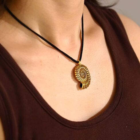 Yalice Boho Shell Necklace Chain Ursula Conch Pendant Necklace Beach Leather Suede Choker Necklaces for Women and Girls in Saudi Arabia