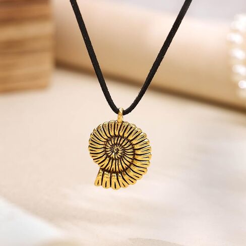 Yalice Boho Shell Necklace Chain Ursula Conch Pendant Necklace Beach Leather Suede Choker Necklaces for Women and Girls in Saudi Arabia