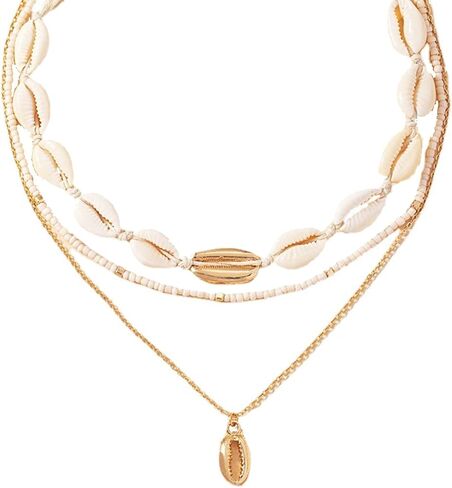 Sea Shell Necklace for Women Gold Cowrie Shell Choker Necklace Shell Beads Necklaces Summer Beach Necklace for Women Teen Girls Hawaiian Surfer Jewelry Gifts in Saudi Arabia