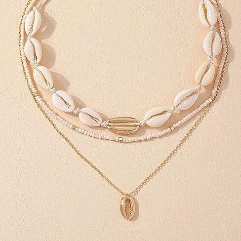 Sea Shell Necklace for Women Gold Cowrie Shell Choker Necklace Shell Beads Necklaces Summer Beach Necklace for Women Teen Girls Hawaiian Surfer Jewelry Gifts in Saudi Arabia