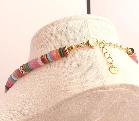 Sonateomber Natural Gemstone Beaded Boho Choker Necklaces for Women Teen Girls, Dainty Bohemian Handmade Crystal Stone Bead Gold Statement Chain Prom Accessories Jewelry Gift in Kuwait