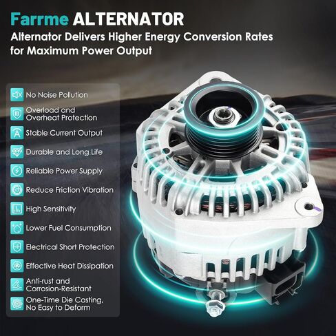 11017 Alternator 12V 120 Amp, 6-Groove Pulley Fit for Nissan for Maxima 2004-2008 V6 3.5L Auto and Light Truck Automotive Replacement Alternators AVA0004, 23100-7Y020 Alternator Rebuild Kit in Saudi Arabia