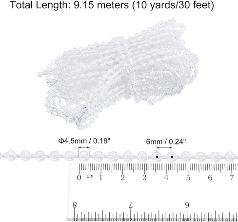 uxcell 1Pcs 9.15 Meters (10 Yards) Roller Blind Bead Chain Cord POM Blinds Pull Bead Chain Accessories Ball Beaded Chain for Vertical Roller Blinds Window Plastic Shutter, Clear in Saudi Arabia