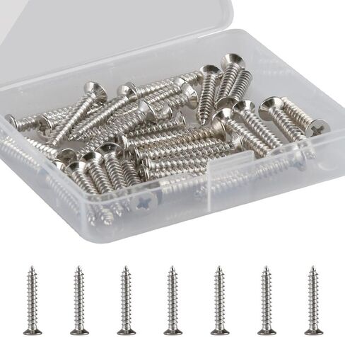 Self-Tapping Screws Stainless Steel Flathead Screws Cross Flat Head Tapping Wood Screws Set Assortment Set Wood Work for Wall Plates (M4 × 50 20PCS) in Saudi Arabia