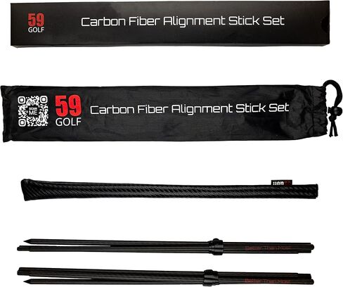 Carbon Fiber Alignment Golf Stick Set : 2X Tour pro Carbon Sticks + 1x PU Leather Alignment Stick Cover in Saudi Arabia