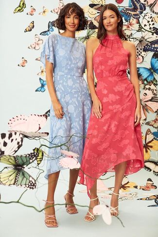 Maggy London Sheer Halter Neck Pretty Garden Line Wedding Guest Dresses for Women in Saudi Arabia