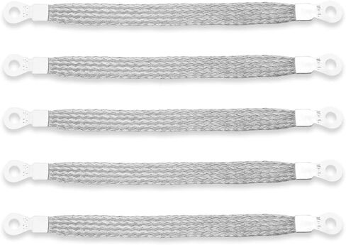 5 قطع 8 × 1/2 بوصة أشرطة أرضية مضفرة عالمية للسيارات، حزام أرضي لمحرك النحاس المعلب مع أطراف حلقات 1/4 بوصة in Kuwait