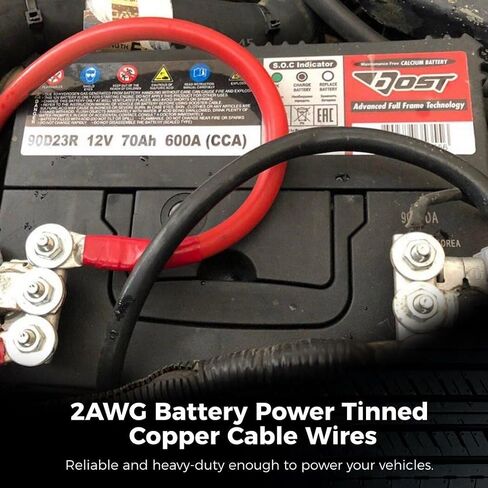 2AWG 3Ft Battery Cable Copper Power Wire with 3/8 5/16 Lug Connectors Set for Solar Car Boat RV (2+8pcs) in Saudi Arabia
