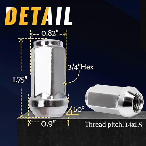مجموعة من 4 قطع، صامولة قفل عجلة مقاس 1.75 بوصة 14 × 1.5 متوافقة مع سيلفرادو سييرا سافانا يوكون تاهو، عجلة ما بعد البيع بقفل مضاد للسرقة in Kuwait