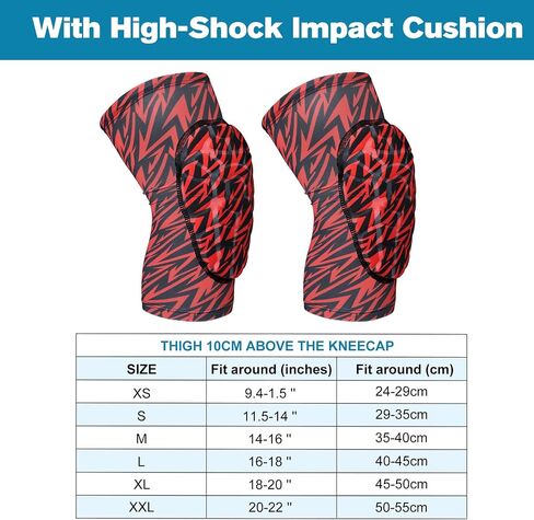 Knee Pads Football Compression Padded Leg Sleeve Knee Protection Pads For Basketball Baseball Volleyball Cycling Wrestling - Adult & Youth Size (S-Red 1 Pair) in Saudi Arabia