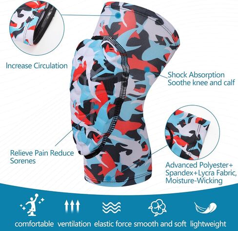 Knee Pads Football Compression Padded Leg Sleeve Knee Protection Pads For Basketball Baseball Volleyball Cycling Wrestling - Adult & Youth Size (S-Red 1 Pair) in Saudi Arabia