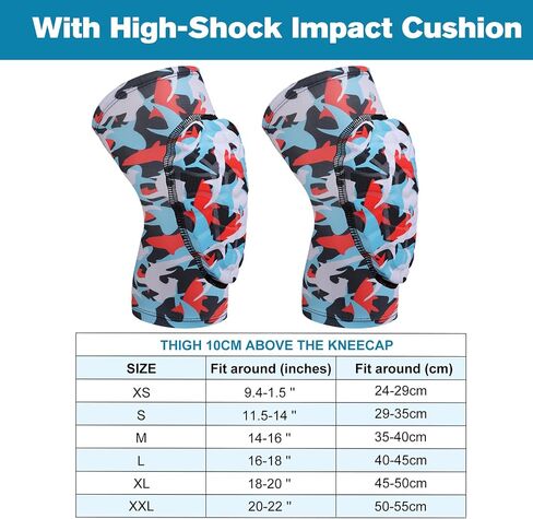 Knee Pads Football Compression Padded Leg Sleeve Knee Protection Pads For Basketball Baseball Volleyball Cycling Wrestling - Adult & Youth Size (S-Red 1 Pair) in Saudi Arabia