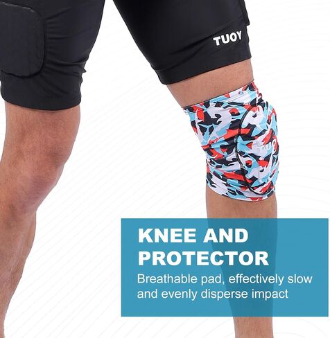Knee Pads Football Compression Padded Leg Sleeve Knee Protection Pads For Basketball Baseball Volleyball Cycling Wrestling - Adult & Youth Size (S-Red 1 Pair) in Saudi Arabia
