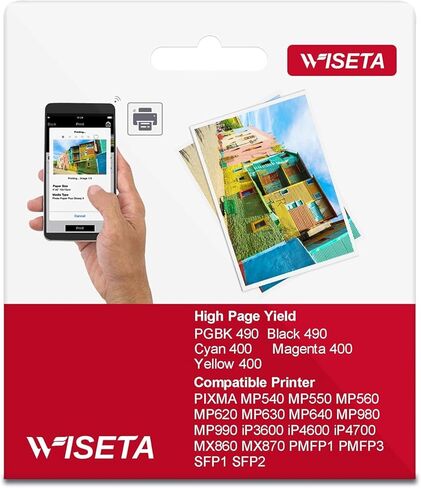 استبدال خرطوشة الحبر المتوافقة Wiseta PGI-220 CLI-221 لخراطيش الحبر Canon 221 220 PGI220 CLI221 للاستخدام مع MP560 MP620 MP640 MX860 MX870 MP980 MP990 iP3600 iP4600 iP4700 (2B1C1M1Y، 5 عبوات) in Kuwait