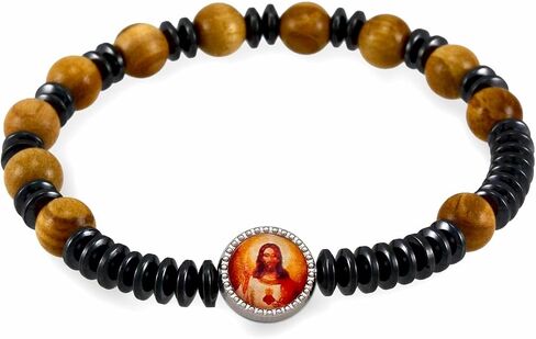 Rosary Bracelet Olive Wood and Hematite Beads for Men and Women in Saudi Arabia