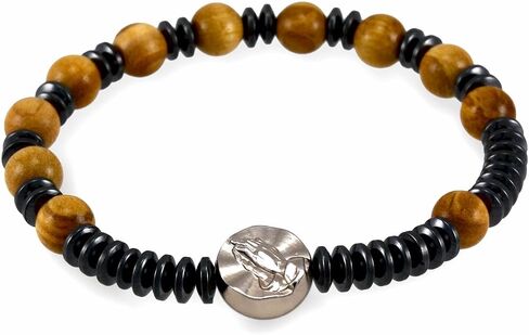 Rosary Bracelet Olive Wood and Hematite Beads for Men and Women in Saudi Arabia