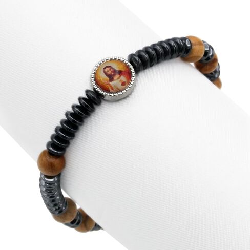 Rosary Bracelet Olive Wood and Hematite Beads for Men and Women in Saudi Arabia