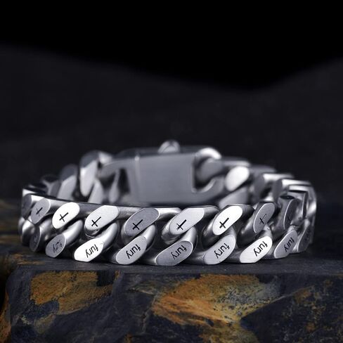 سوار ميامي كوبان لينك 12 ملم للرجال رمادي من الفولاذ المقاوم للصدأ سلسلة ربط سوار رجالي كلاسيكي in Kuwait