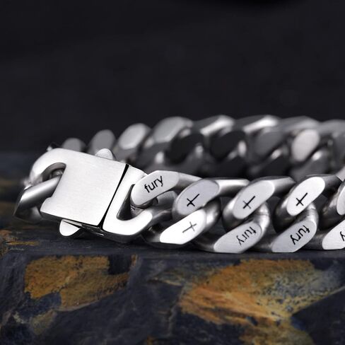 سوار ميامي كوبان لينك 12 ملم للرجال رمادي من الفولاذ المقاوم للصدأ سلسلة ربط سوار رجالي كلاسيكي in Kuwait