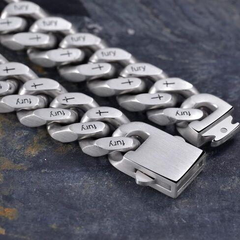 سوار ميامي كوبان لينك 12 ملم للرجال رمادي من الفولاذ المقاوم للصدأ سلسلة ربط سوار رجالي كلاسيكي in Kuwait