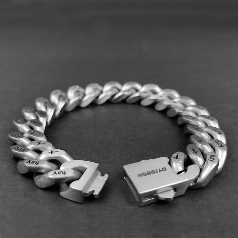 12mm Miami Cuban Link Bracelet Men's Grey Stainless Steel Chain Link Bracelet Mens Classic Chain Bracelet in Saudi Arabia