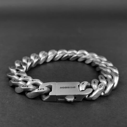 12mm Miami Cuban Link Bracelet Men's Grey Stainless Steel Chain Link Bracelet Mens Classic Chain Bracelet in Saudi Arabia