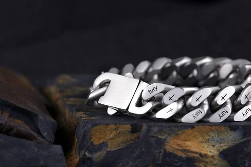 12mm Miami Cuban Link Bracelet Men's Grey Stainless Steel Chain Link Bracelet Mens Classic Chain Bracelet in Saudi Arabia