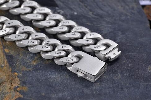 12mm Miami Cuban Link Bracelet Men's Grey Stainless Steel Chain Link Bracelet Mens Classic Chain Bracelet in Saudi Arabia