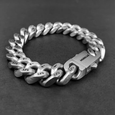 سوار ميامي كوبان لينك 12 ملم للرجال رمادي من الفولاذ المقاوم للصدأ سلسلة ربط سوار رجالي كلاسيكي in Kuwait