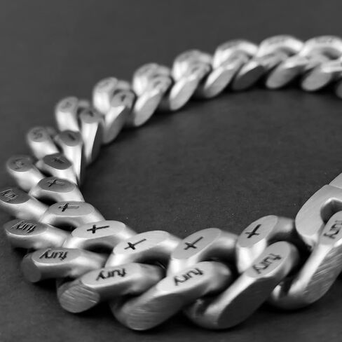 سوار ميامي كوبان لينك 12 ملم للرجال رمادي من الفولاذ المقاوم للصدأ سلسلة ربط سوار رجالي كلاسيكي in Kuwait