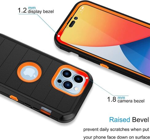 Tekcoo Case Compatible for iPhone 14 Plus | 6.7 inch | 2022 with [Built-in Screen Protector] Holster Locking Belt Clip [Military Grade 12FT Drop Tested] Full Body Carrying Kickstand Cover - Black in Saudi Arabia