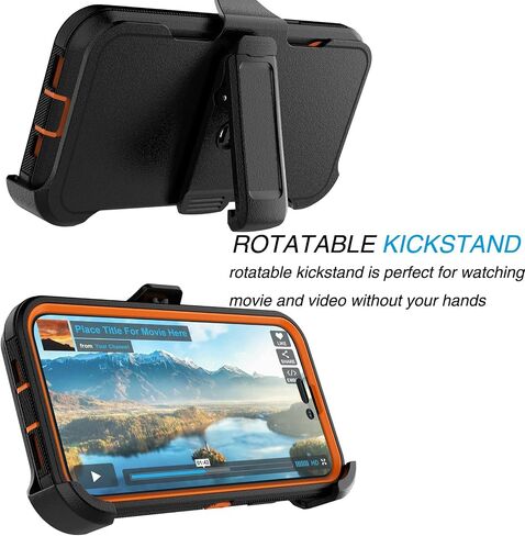 Tekcoo Case Compatible for iPhone 14 Plus | 6.7 inch | 2022 with [Built-in Screen Protector] Holster Locking Belt Clip [Military Grade 12FT Drop Tested] Full Body Carrying Kickstand Cover - Black in Saudi Arabia