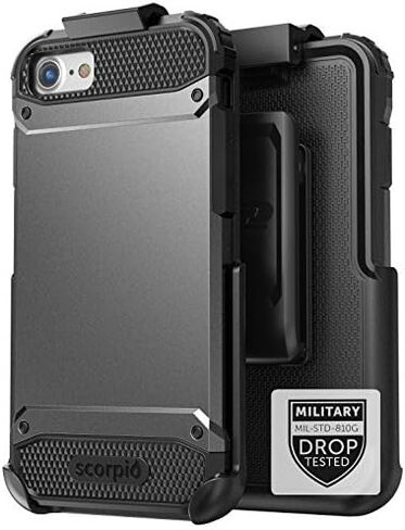 Encased Belt Clip Case for iPhone 8 / iPhone SE - Dual Layer Protective Phone Cover with Holster, Gunmetal (SE 2020/2022) in Saudi Arabia