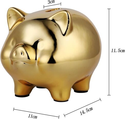 Ceramic Gold Pig Piggy Bank Cute Coin Piggy Bank Home Furnishings Lucky Pig Decoration for Adults Boys Girls in Saudi Arabia