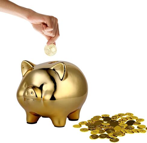 Ceramic Gold Pig Piggy Bank Cute Coin Piggy Bank Home Furnishings Lucky Pig Decoration for Adults Boys Girls in Saudi Arabia