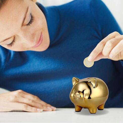 Ceramic Gold Pig Piggy Bank Cute Coin Piggy Bank Home Furnishings Lucky Pig Decoration for Adults Boys Girls in Saudi Arabia
