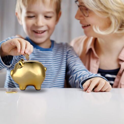 Ceramic Gold Pig Piggy Bank Cute Coin Piggy Bank Home Furnishings Lucky Pig Decoration for Adults Boys Girls in Saudi Arabia