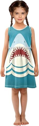 Baby Girl Dress Toddler Girl Clothes Sleeveless Summer Dresses Shark Tooth Jaws for Girl in Saudi Arabia