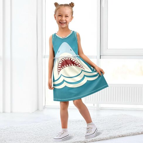 Baby Girl Dress Toddler Girl Clothes Sleeveless Summer Dresses Shark Tooth Jaws for Girl in Saudi Arabia