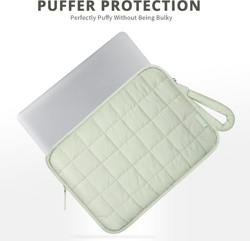ETRONIK Puffy Laptop Sleeve 13 Inch 14 Inch, Laptop Case for MacBook Pro 14 Inch Laptop Sleeve, MacBook Air M2 Sleeve 13 Inch, iPad Pro 12.9, Cute Puffer Laptop Cover Carrying Case with Pocket, Green in Saudi Arabia