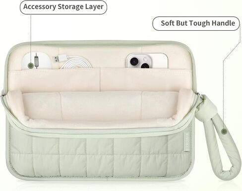 ETRONIK Puffy Laptop Sleeve 13 Inch 14 Inch, Laptop Case for MacBook Pro 14 Inch Laptop Sleeve, MacBook Air M2 Sleeve 13 Inch, iPad Pro 12.9, Cute Puffer Laptop Cover Carrying Case with Pocket, Green in Saudi Arabia