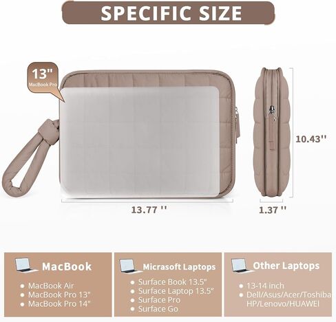 ETRONIK Puffy Laptop Sleeve 13 Inch 14 Inch, Laptop Case for MacBook Pro 14 Inch Laptop Sleeve, MacBook Air M2 Sleeve 13 Inch, iPad Pro 12.9, Cute Puffer Laptop Cover Carrying Case with Pocket, Green in Saudi Arabia