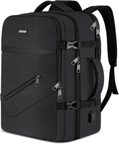 حقيبة ظهر للسفر للرجال والنساء، حقيبة ظهر كبيرة مضادة للماء، حقيبة أغراض شخصية معتمدة من شركة الطيران، حقيبة ظهر للكمبيوتر المحمول مقاس 17 بوصة، حقيبة عمل وصالة الألعاب الرياضية لعطلة نهاية الأسبوع، حقيبة ظهر مدرسية، أسود in Kuwait